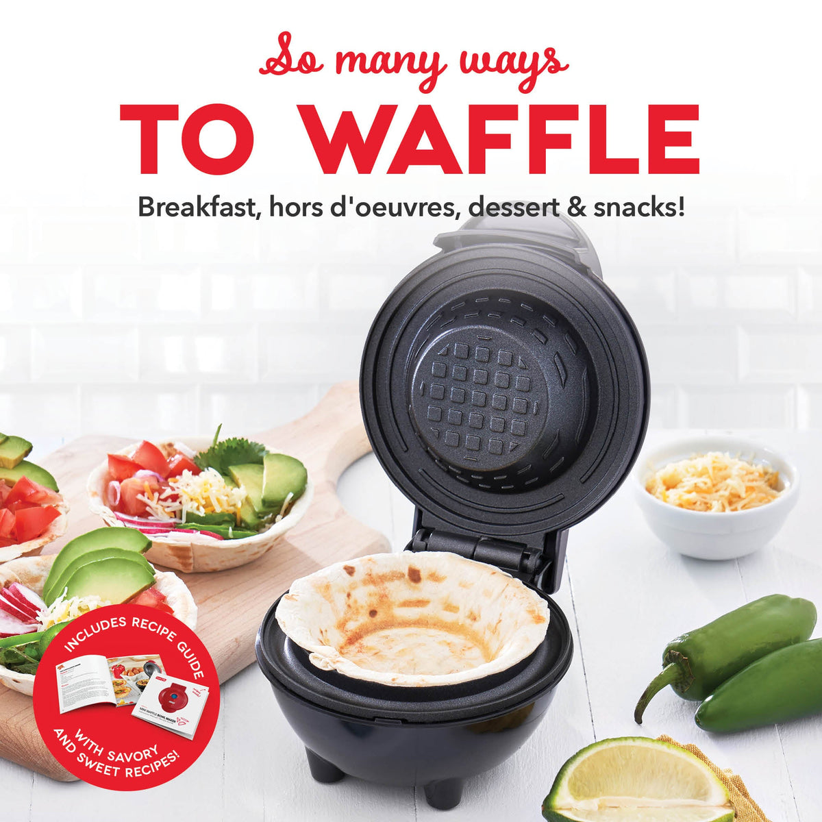 Dinnerware, Mini Waffle Bowl Maker, Non-Slip Design for Family Dining, Serving and Entertaining, 3 Color Options image 9