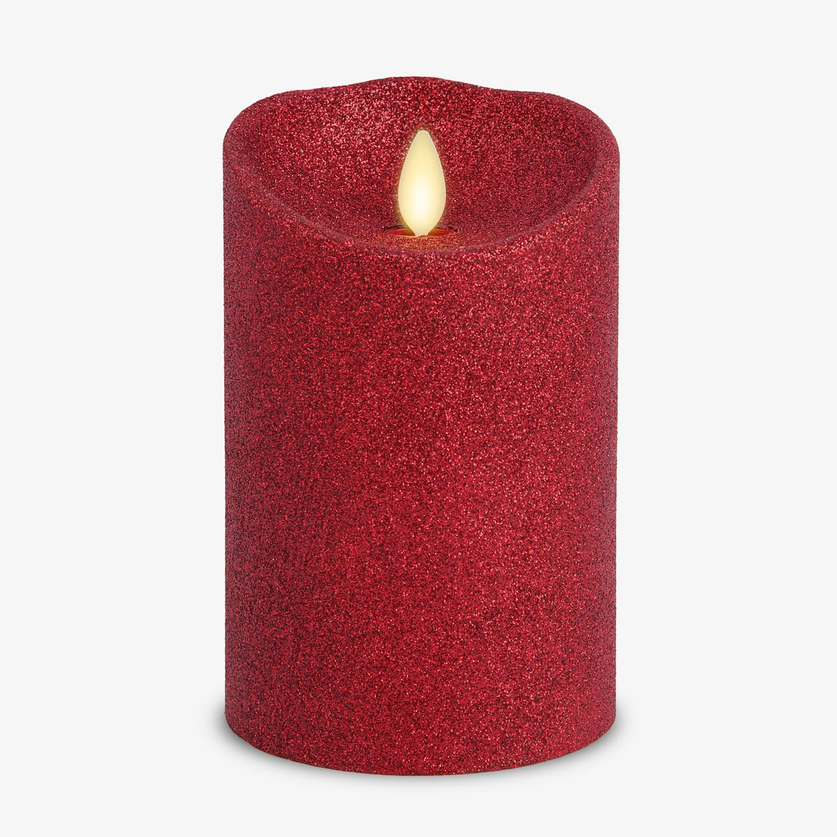 Flameless Candle, Red Glitter Pillar for Bedrooms, Living Rooms and Everyday Candlelight Ambience, 2 Size Options image 9