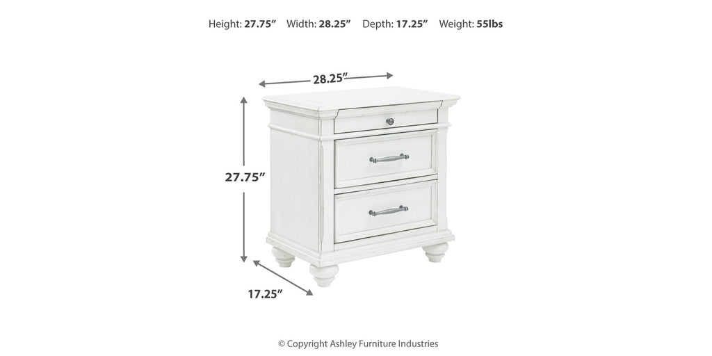 Nightstand, Kanwyn Whitewash, Solid Wood Construction for Bedside Storage, Bedroom Organization and Guest Rooms image 9