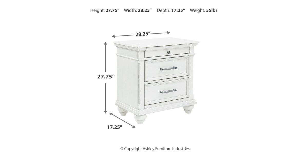 Nightstand, Kanwyn Whitewash, Solid Wood Construction for Bedside Storage, Bedroom Organization and Guest Rooms image 9