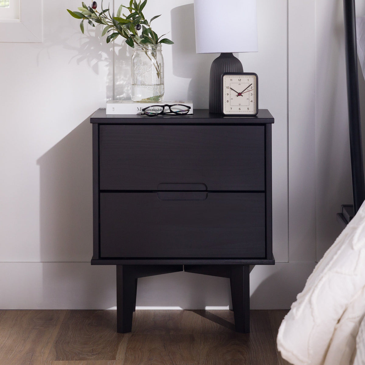 Nightstand, Sloane Mid Century Modern Solid Wood, Lightweight Design for Bedside Storage, Bedroom Organization and Guest Rooms image 9