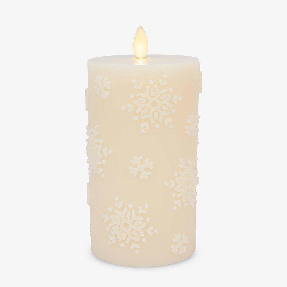 Flameless Candle, White Swan Embossed Snowflake Pillar for Mantels, Entryways and Holiday Displays, 2 Size Options image 9