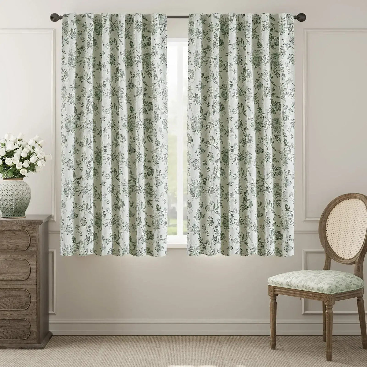 Window Curtain, Botanical Vine Brushstroke Curtains (2 Panels) for Bedrooms, Living Rooms and Home Privacy, 8 Sizes and 5 Colors image 9