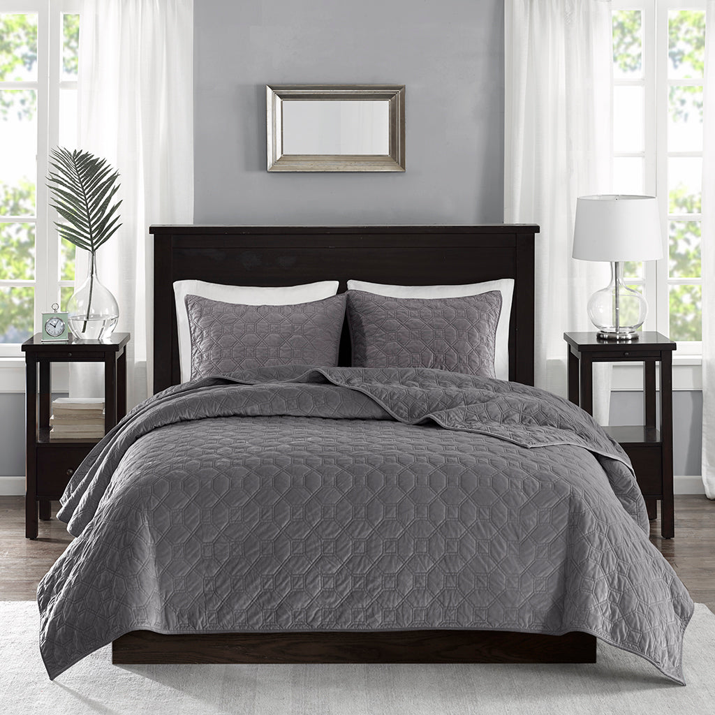 Cozy Throw Blanket, Harper 3 Piece Velvet Quilt Set, Machine-Washable Care for Sofas, Beds and Relaxing at Home, 2 Sizes and 7 Colors image 9