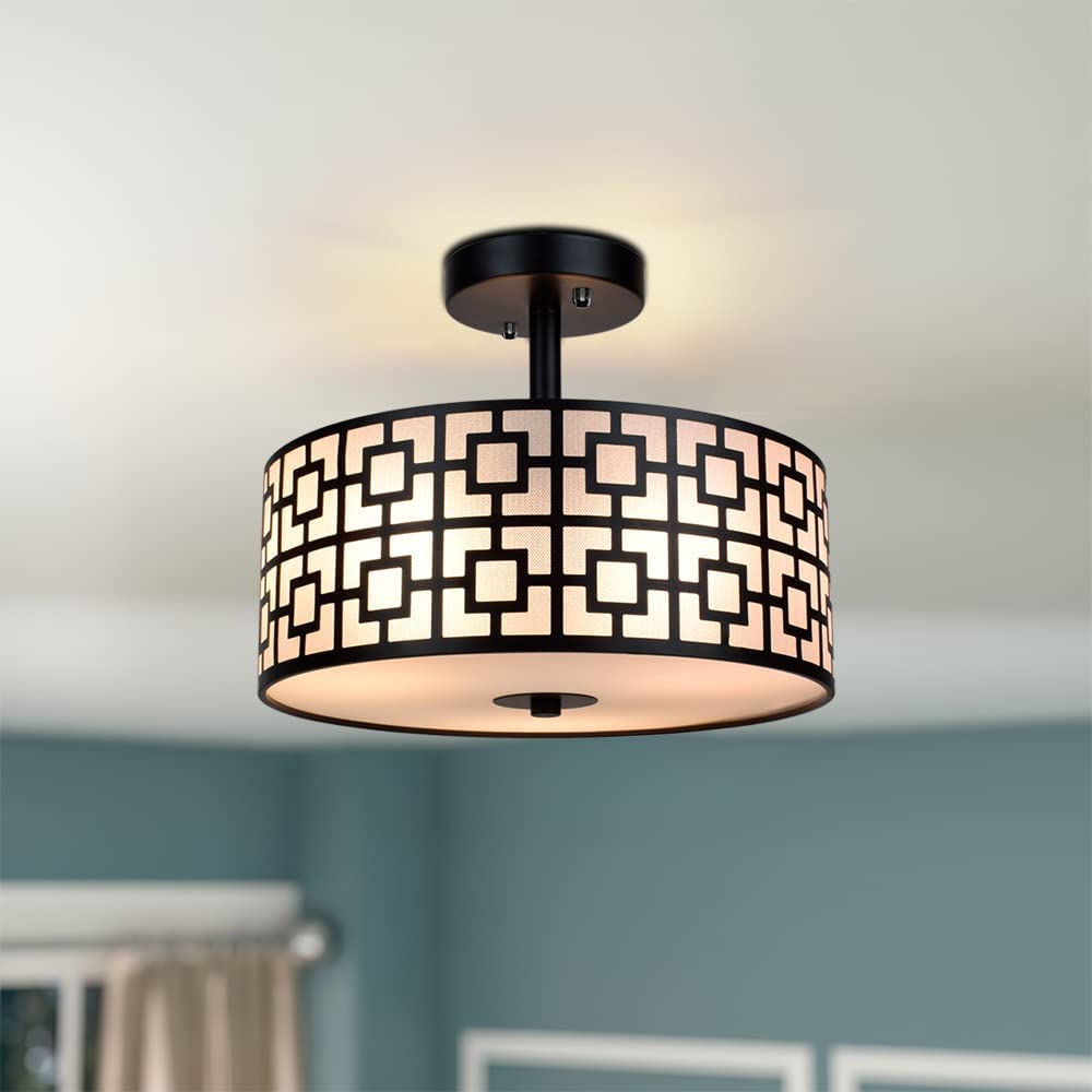 Home Lighting, 12.6In Modern Semi Flush Ceiling Light for Desks, Side Tables and Warm Room Lighting, 2 Color Options image 9