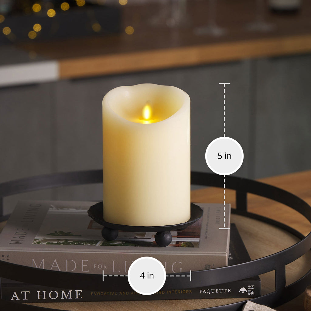 Flameless Candle, Ivory Pillar Scallop Top 4" Width for Bedrooms, Living Rooms and Everyday Candlelight Ambience, 3 Size Options image 9