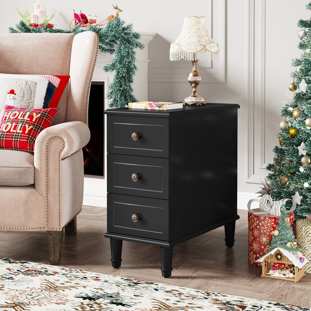 Nightstand, Fully Assembled Narrow Side Table with 3, Stain-Resistant Finish for Bedside Storage, Bedroom Organization and Guest Rooms image 9