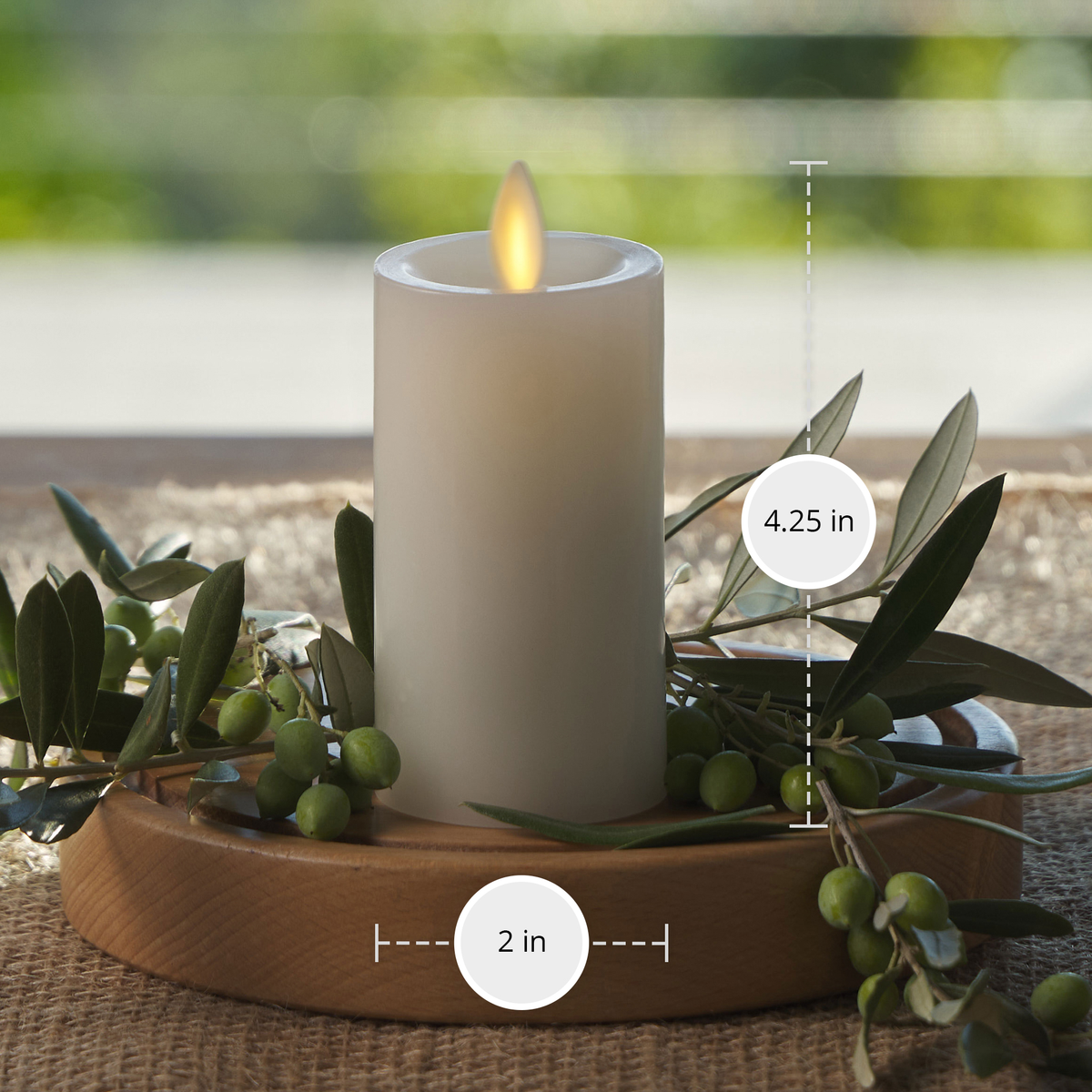 Flameless Candle, White Slim Pillar Recessed Top for Mantels, Entryways and Holiday Displays, 3 Size Options image 9