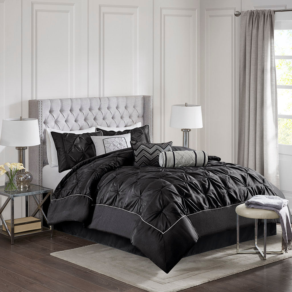 Bed Comforter, Laurel 7 Piece Tufted Set, Machine-Washable Care, Hypoallergenic Comfort for Year-Round Bedroom Comfort and Restful Sleep image 9
