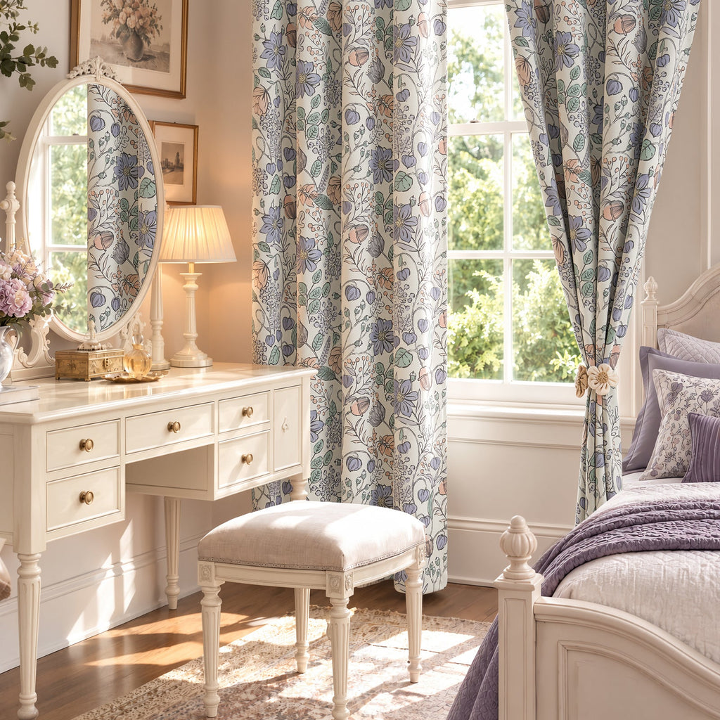 Window Curtain, Botanical Sketch Floral Curtains (2 Panels), Lightweight Design for Windows, Room Styling and Everyday Privacy image 9