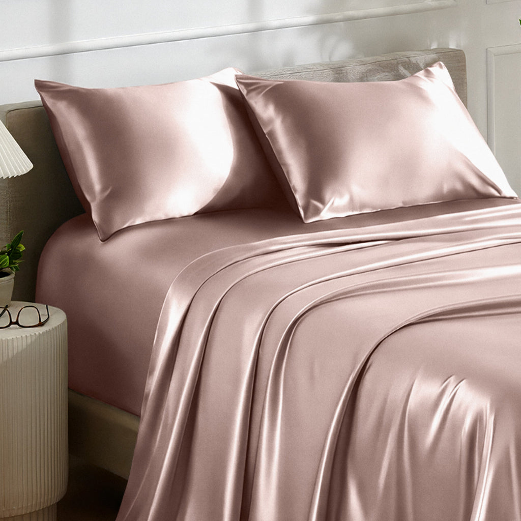 Bed Sheet Set, Satin for Everyday Bedroom Comfort and Guest Rooms, 7 Sizes and 6 Colors, Designed for Everyday Home Use image 9