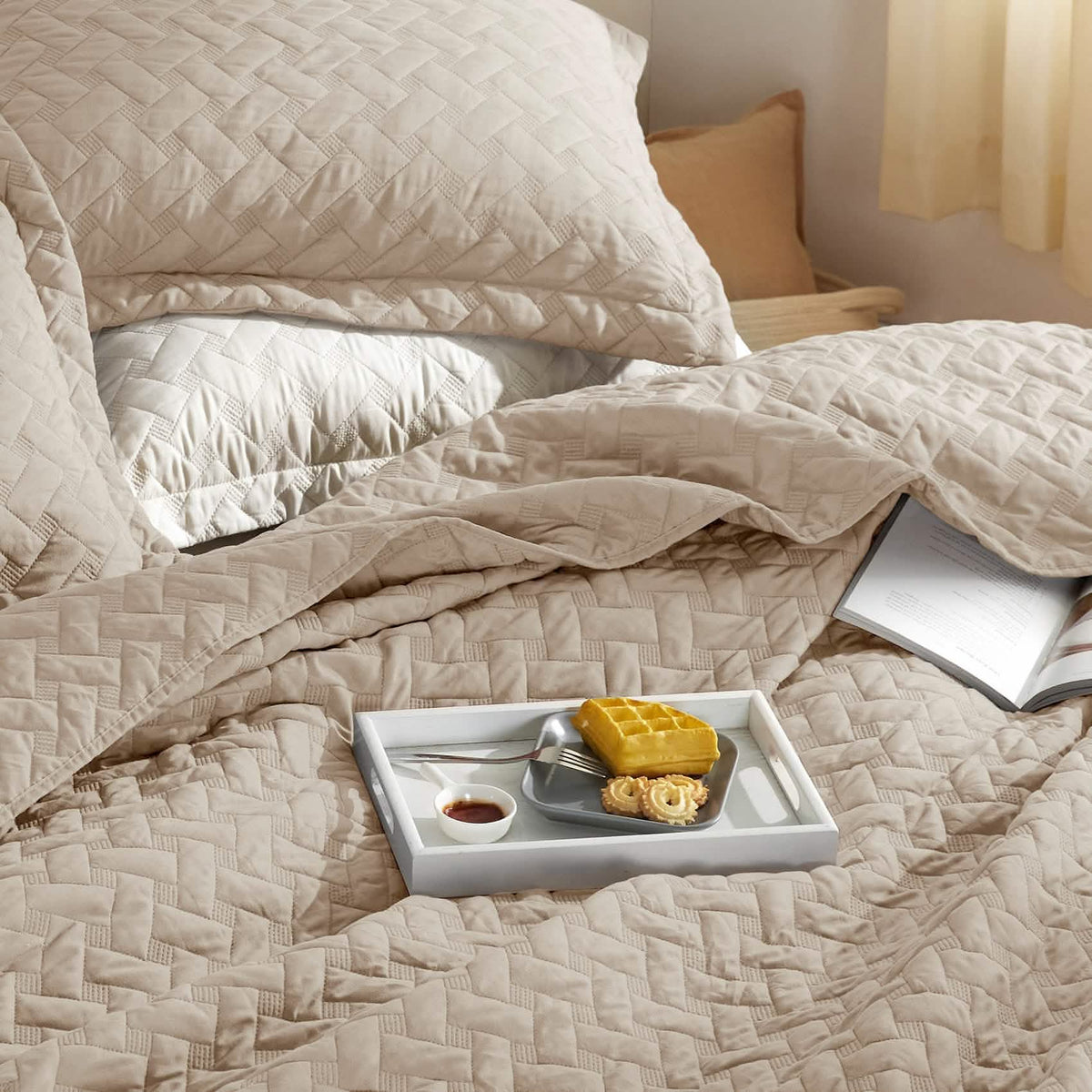 Cozy Throw Blanket, Basket weave Quilt Set, Lightweight Design for Living Rooms, Bedrooms and Everyday Lounging, 6 Sizes and 17 Colors image 9