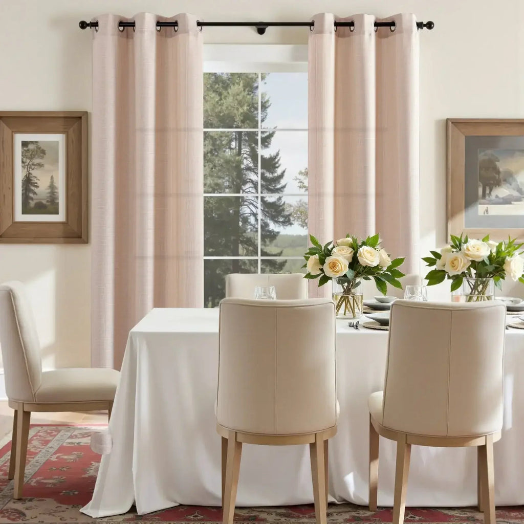 Window Curtain, Solid Linen Textured Grommet Curtains (2, Lightweight Design for Windows, Room Styling and Everyday Privacy image 9