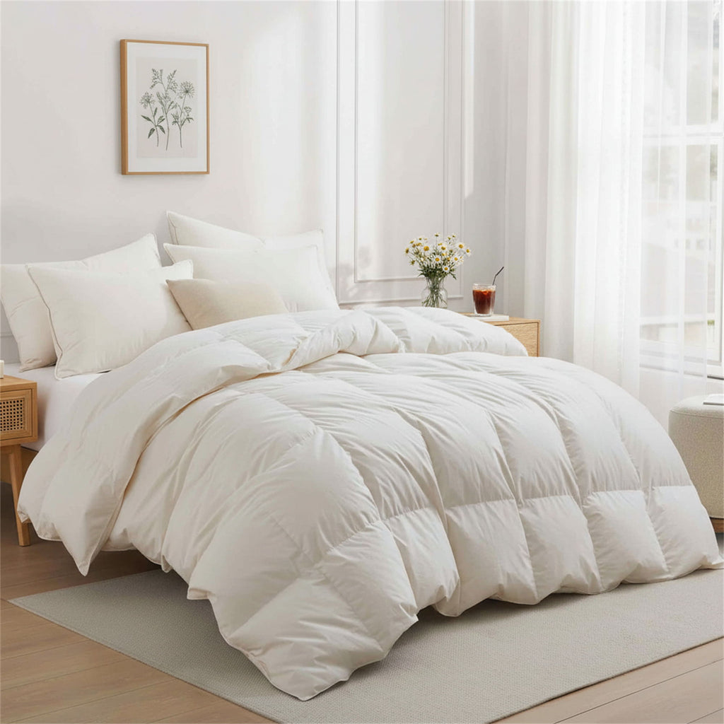 Down Comforter, Organic Cotton, Lightweight Design for Everyday Bedding and Comfortable Sleep, 4 Size Options image 9