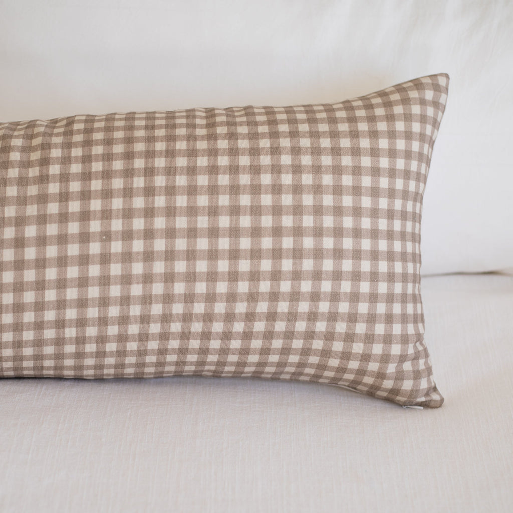 Decorative Pillow Cover Set, Tan Gingham Lumbar 12x20" 12x40", Lightweight Design for Bedroom Styling and Living Room Decor, 2 Size Options image 9