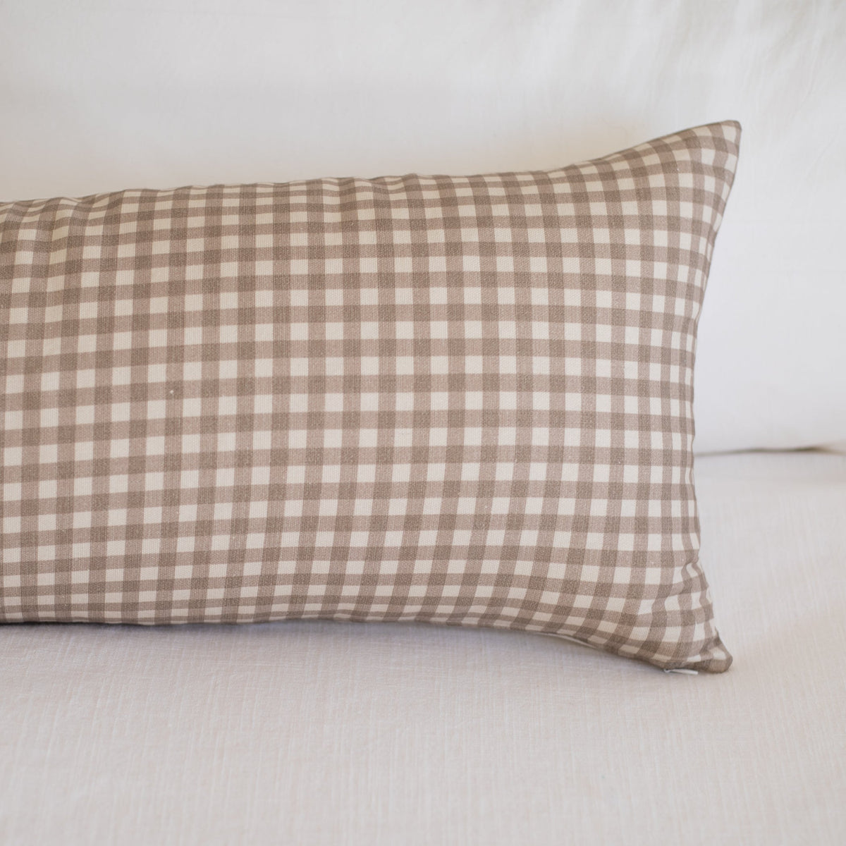 Decorative Pillow Cover Set, Tan Gingham Lumbar 12x20" 12x40", Lightweight Design for Bedroom Styling and Living Room Decor, 2 Size Options image 9