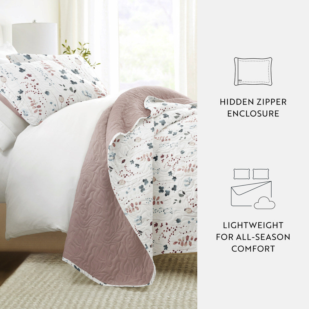 Quilted Coverlet Set, Poppy Bloom Reversible for Guest Bedrooms, Layered Beds and Everyday Bedding, 3 Size Options image 9