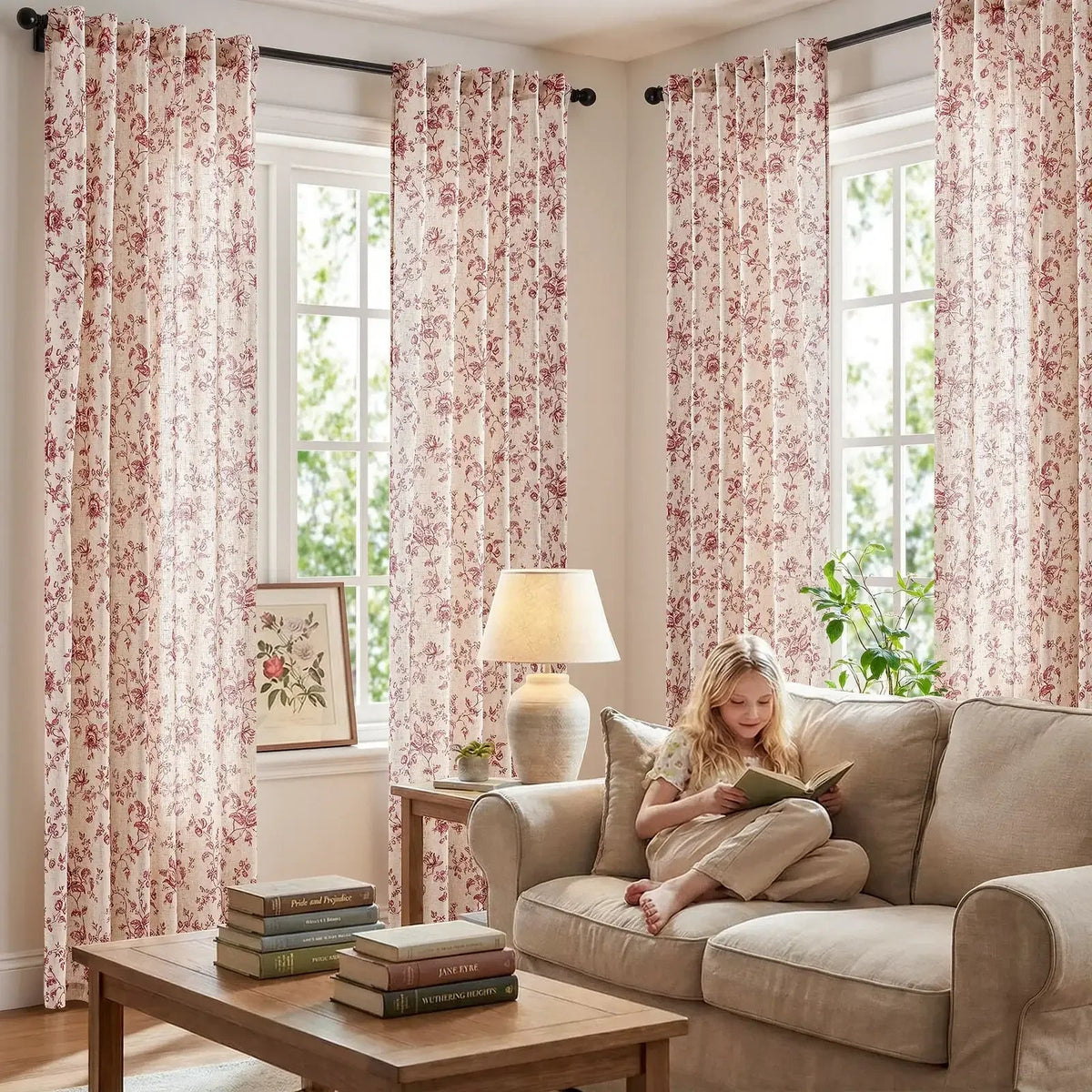 Window Curtain, Amelie Floral Linen Blend Curtains (2 Panels), Machine-Washable Care for Bedrooms, Living Rooms and Home Privacy image 9