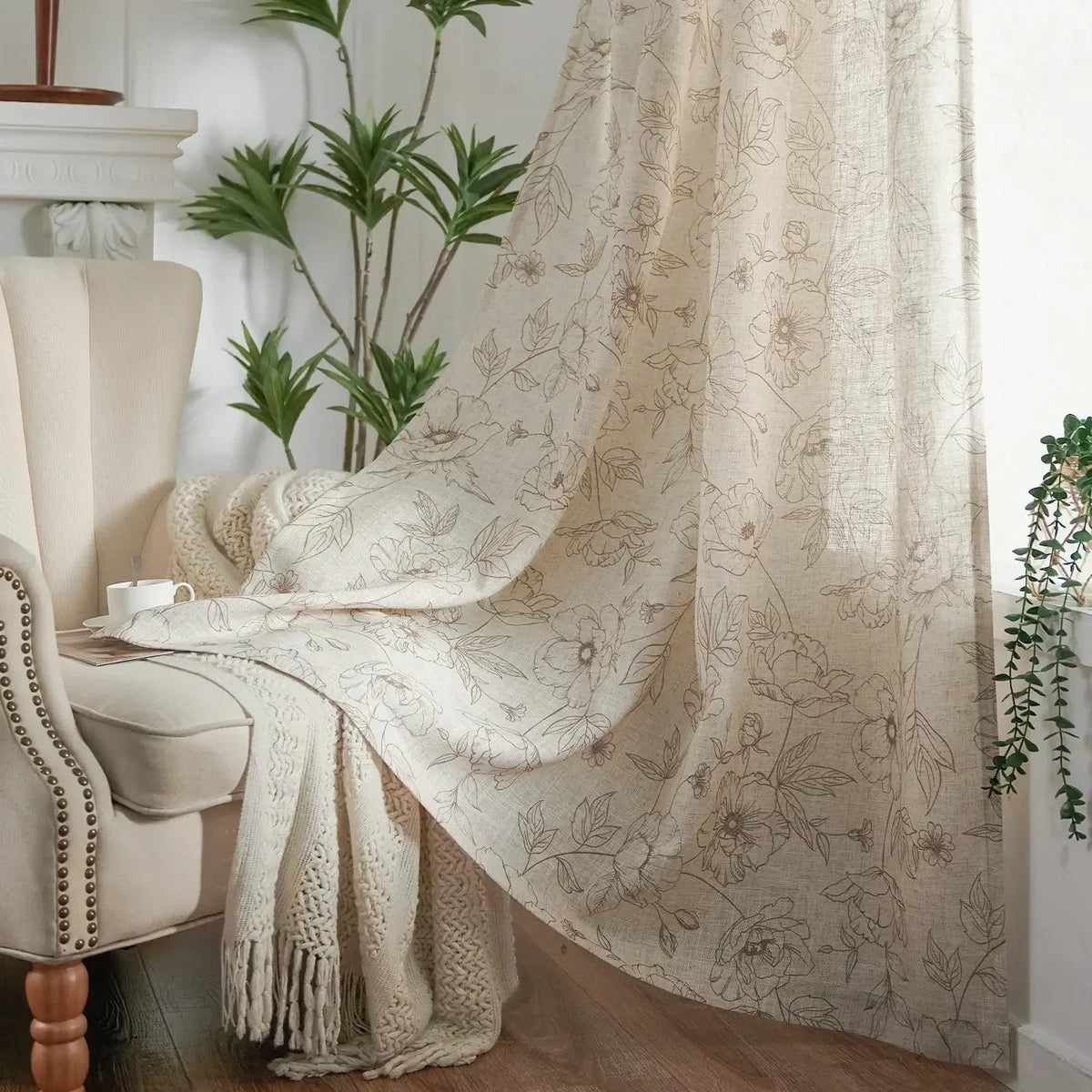 Window Curtain, Floral Linen Curtains (2 Panels), Lightweight Design for Windows, Room Styling and Everyday Privacy, 3 Sizes and 5 Colors image 10