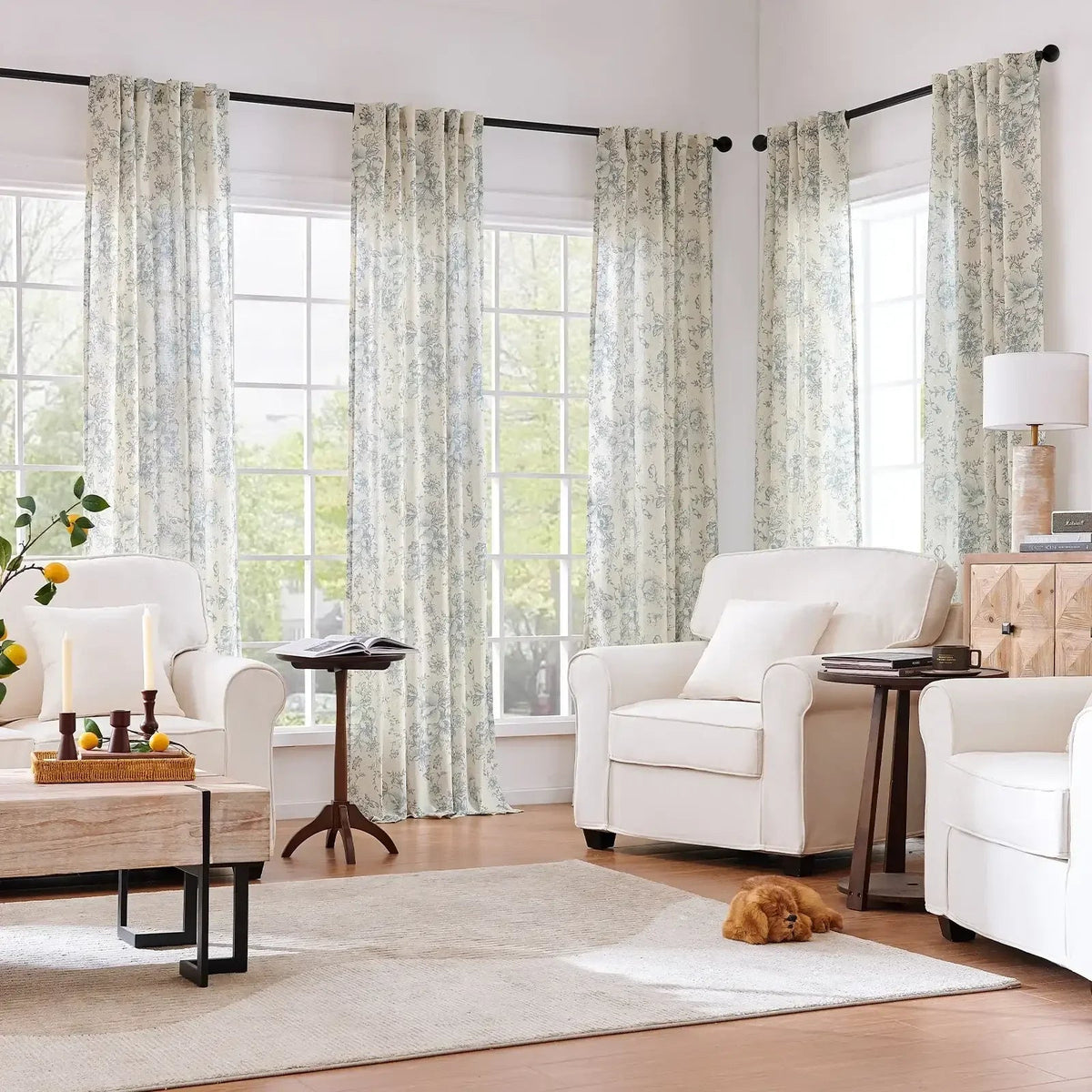 Window Curtain, Peony Print Linen Blend 3 in 1 Curtains (2, Machine-Washable Care for Bedrooms, Living Rooms and Home Privacy image 10