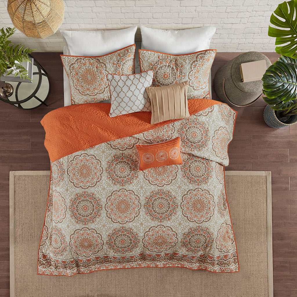 Cozy Throw Blanket, Tangiers 6 Piece Reversible Quilt Set, Machine-Washable Care for Sofas, Beds and Relaxing at Home, 2 Sizes and 2 Colors image 10