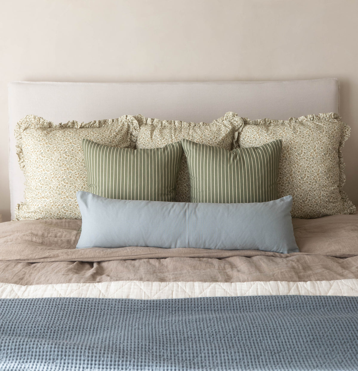 Decorative Pillow Cover Set, Dusty Blue Basics 18" 22" 26" 12x20" 12x40", Machine-Washable Care for Sofas, Beds and Living Room Accents image 10