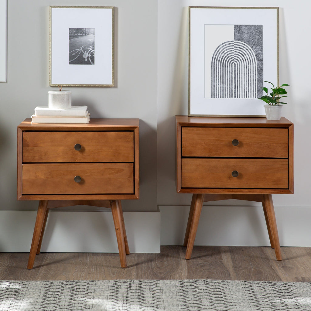 Nightstand, Mid Century Solid Wood Collection 1 or 2 for Bedrooms, Bedside Essentials and Everyday Storage, 2 Color Options image 10