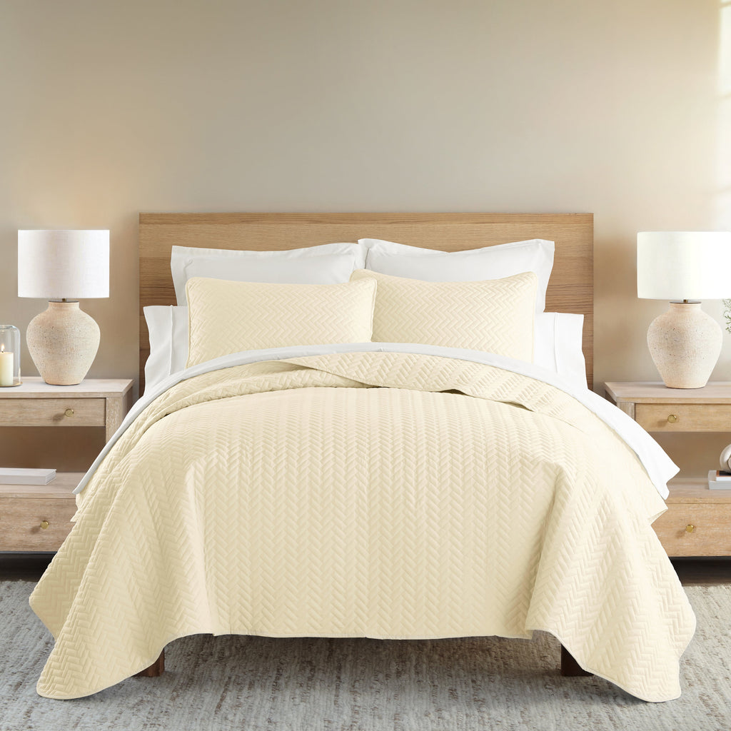 Quilted Coverlet Set, 3 Piece Herringbone for Guest Bedrooms, Layered Beds and Everyday Bedding, 3 Sizes and 6 Colors image 10