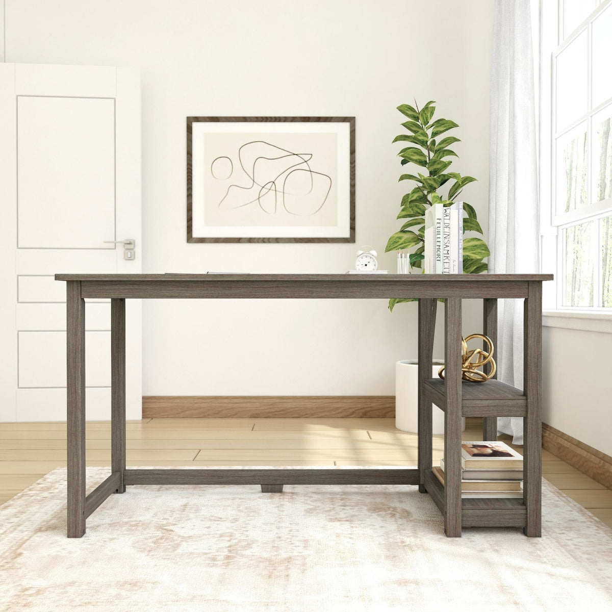 Computer Desk, 55", Solid Wood Construction for Home Offices, Computer Work and Study Spaces, 3 Color Options image 10