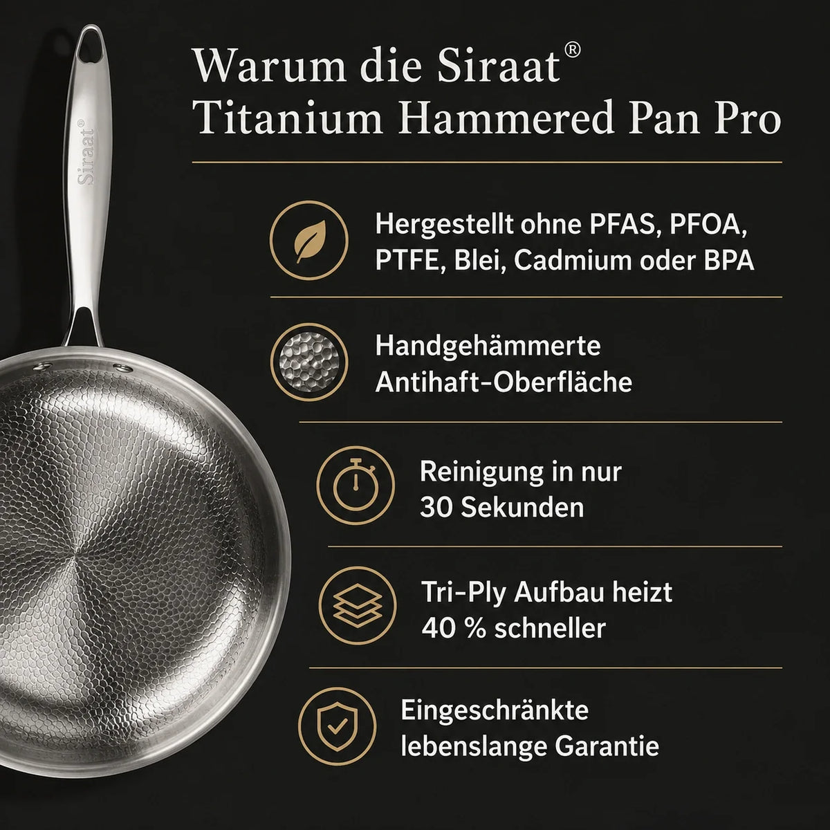 Kitchen Cookware, Titanium Hammered Pan Pro Standard for Everyday Meals and Home Cooking, Designed for Stovetop Cooking and Daily Meal Prep image 10