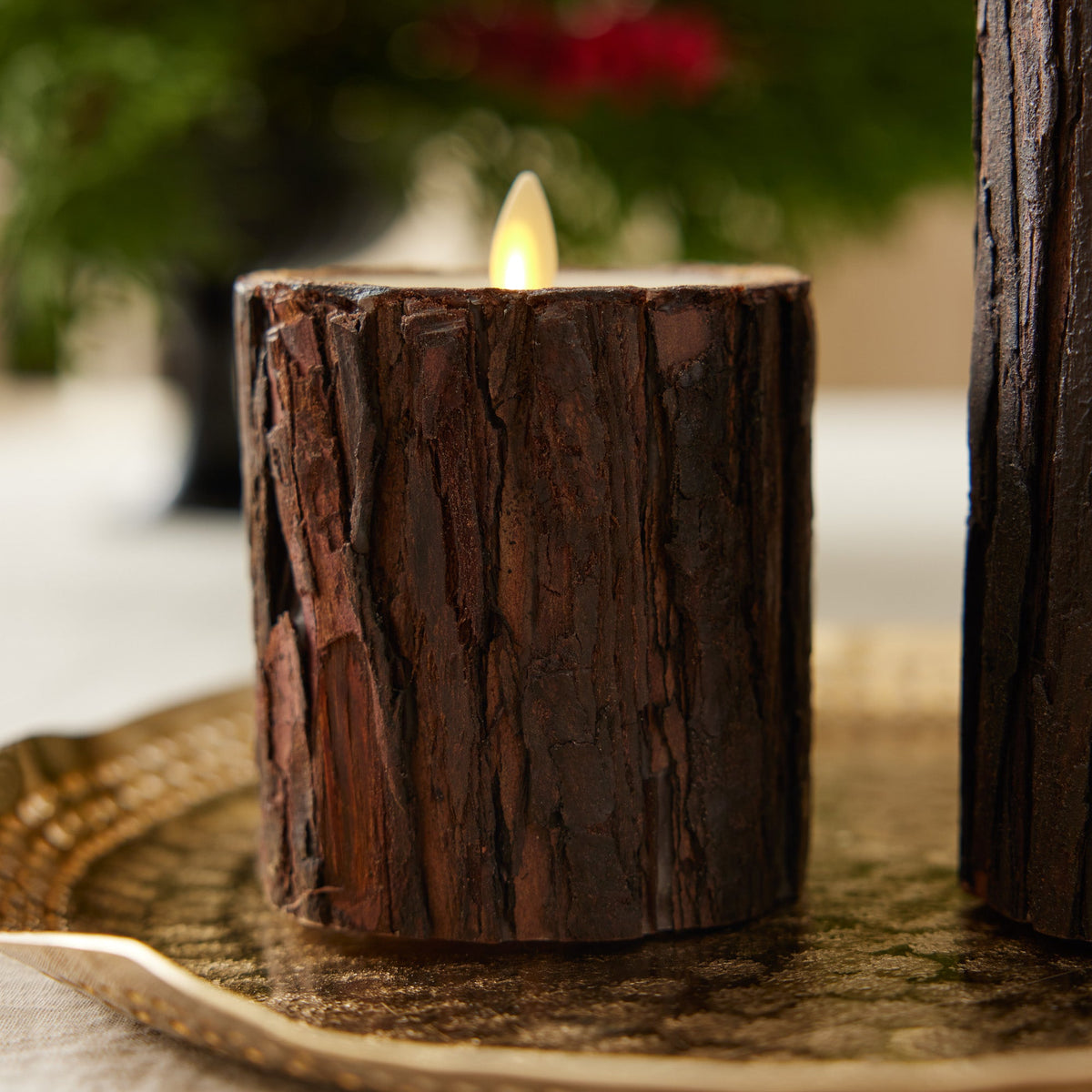 Flameless Candle, Real Bark Wood Pillar for Mantels, Entryways and Holiday Displays, 2 Size Options image 10