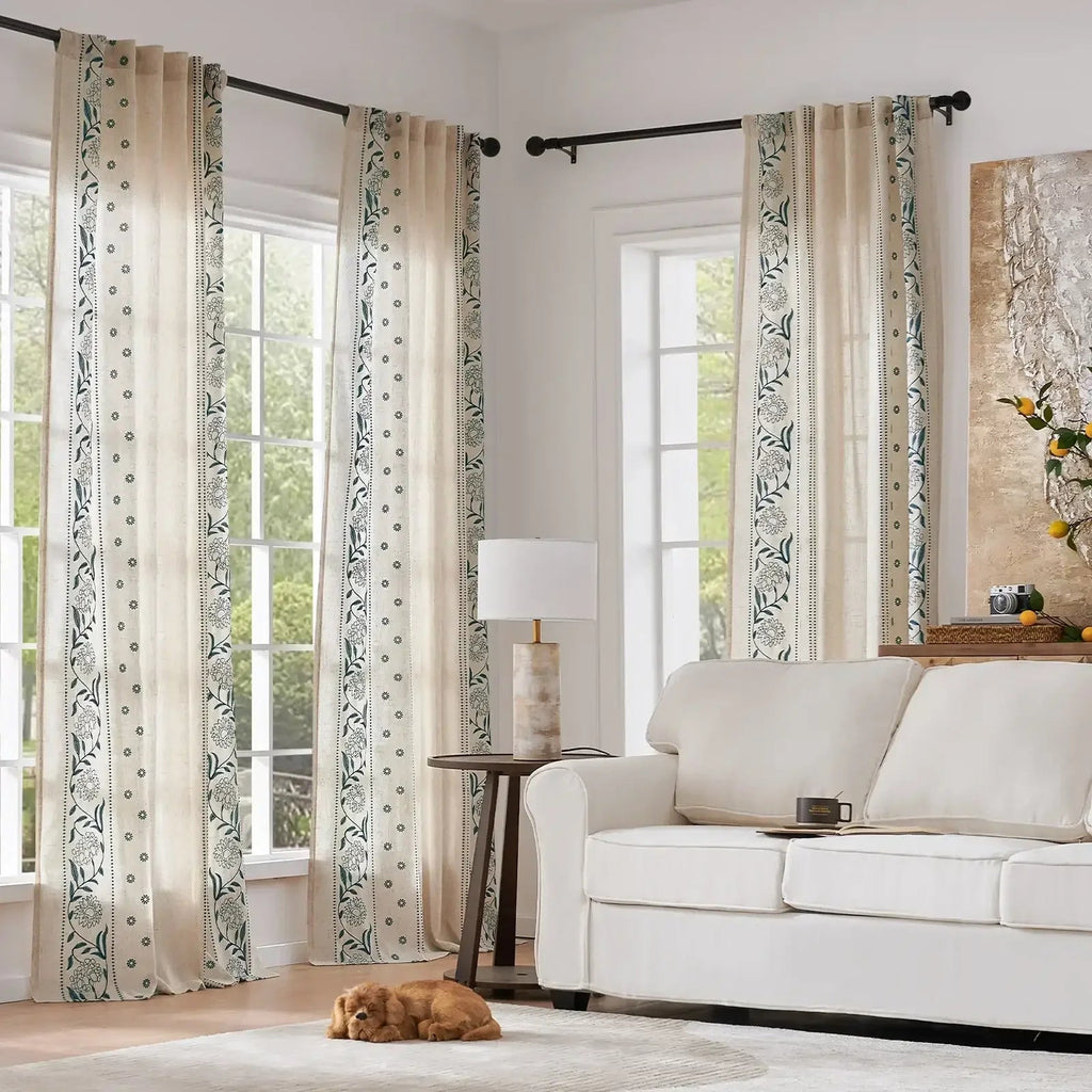 Window Curtain, Hydrangea Embroidered Linen Curtains (2 for Bedrooms, Living Rooms and Home Privacy, 6 Sizes and 6 Colors image 10