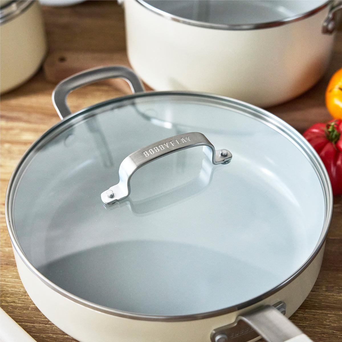 Kitchen Cookware, 13 Piece Set Cream, Dishwasher-Safe Care for Everyday Meals and Home Cooking image 10