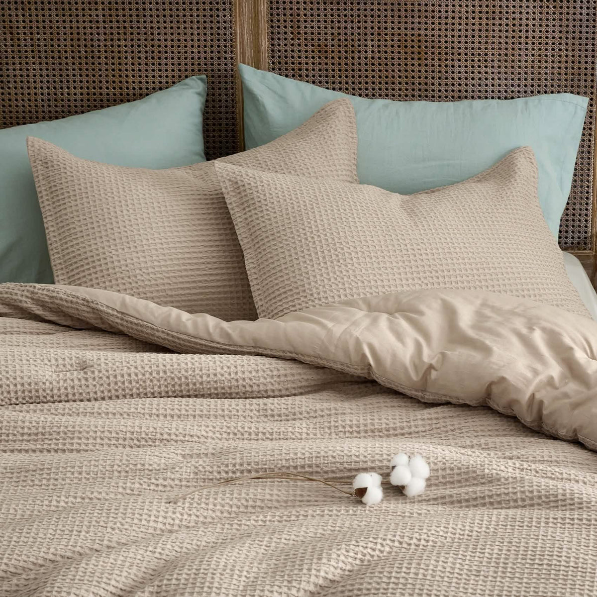 Bed Comforter, Cotton Waffle Weave Set, Breathable Construction for Everyday Bedding and Comfortable Sleep, 5 Sizes and 12 Colors image 10