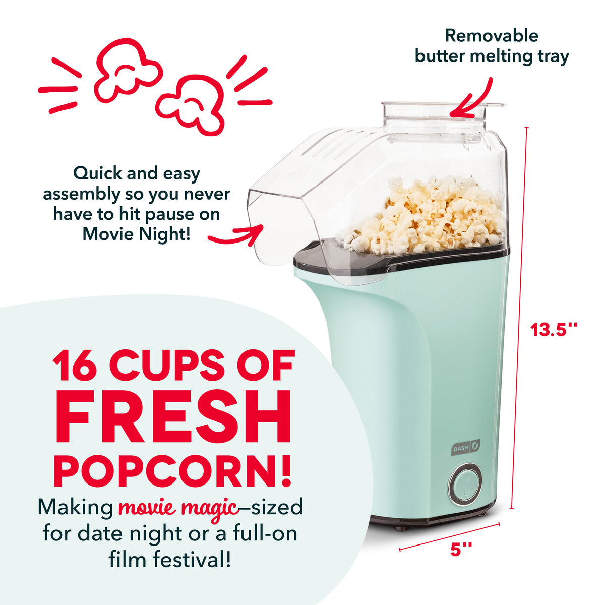 Stovetop Popcorn Popper, Fresh Pop Maker, Non-Slip Design for Stovetop Popping, Family Treats and Home Kitchens, 6 Color Options image 10