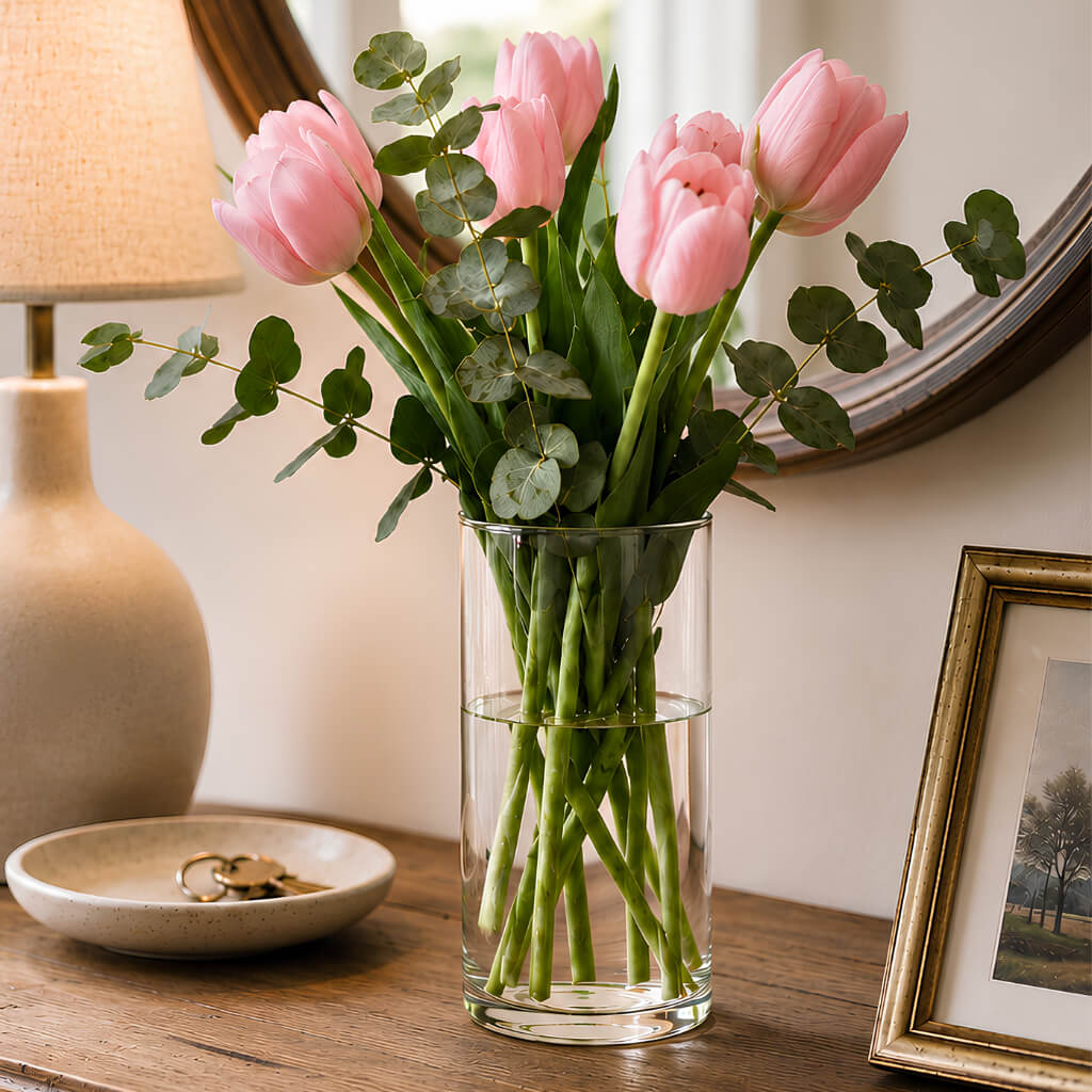 Glass Cylinder Vase Set, 3.25"x7.5" 12 Pack, Hand-Blown Glass for Floral Arrangements and Home Table Displays image 10