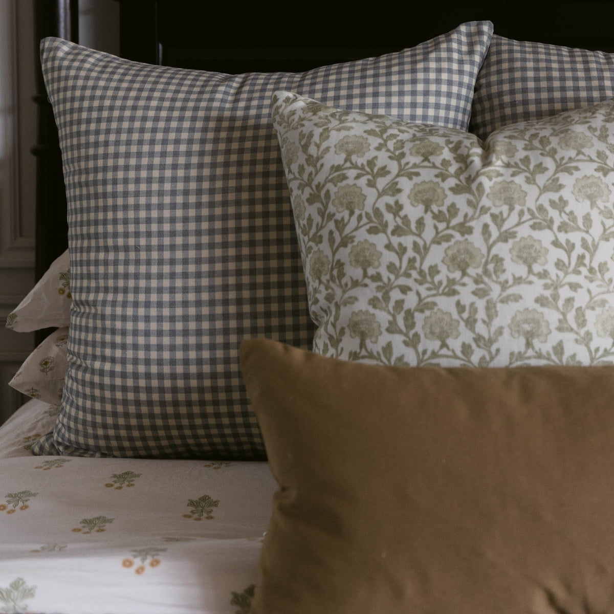 Decorative Pillow Cover Set, Dusty Blue Gingham 18" 20" 22" 26" 12x20", Machine-Washable Care for Sofas, Beds and Living Room Accents image 10
