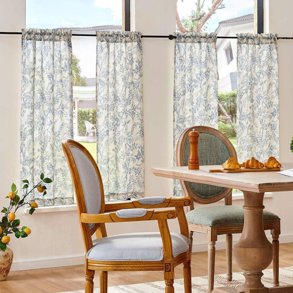 Window Curtain, Vintage Scrollwork Floral Linen Kitchen, Lightweight Design for Windows, Room Styling and Everyday Privacy image 10