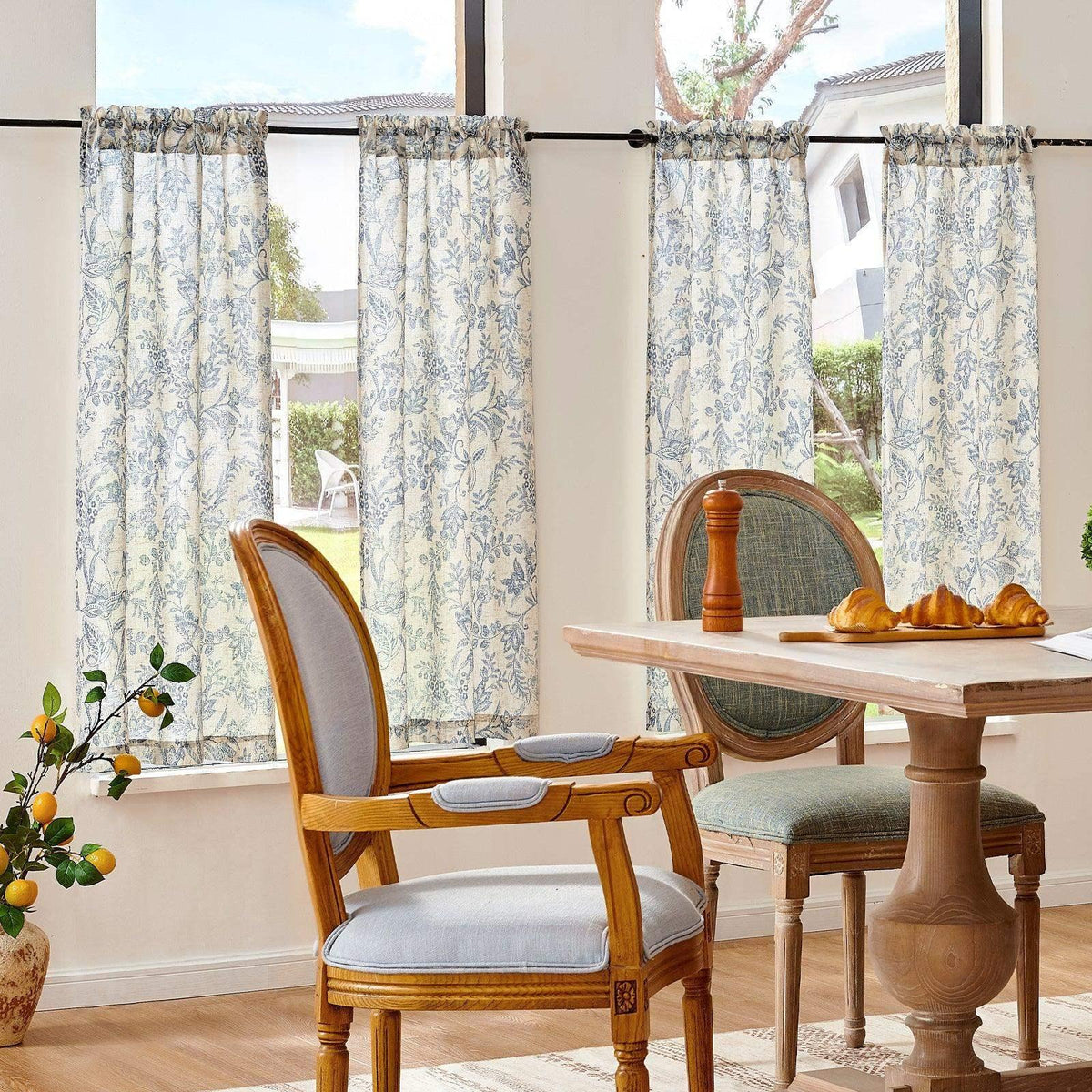 Window Curtain, Vintage Scrollwork Floral Linen Kitchen, Lightweight Design for Windows, Room Styling and Everyday Privacy image 10