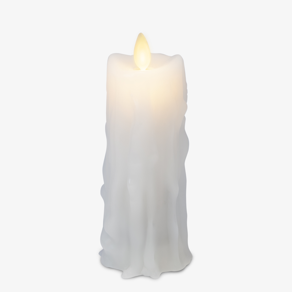 Flameless Candle, White Heavy Wax Drip Slim Pillar for Mantels, Entryways and Holiday Displays, 2 Size Options image 10