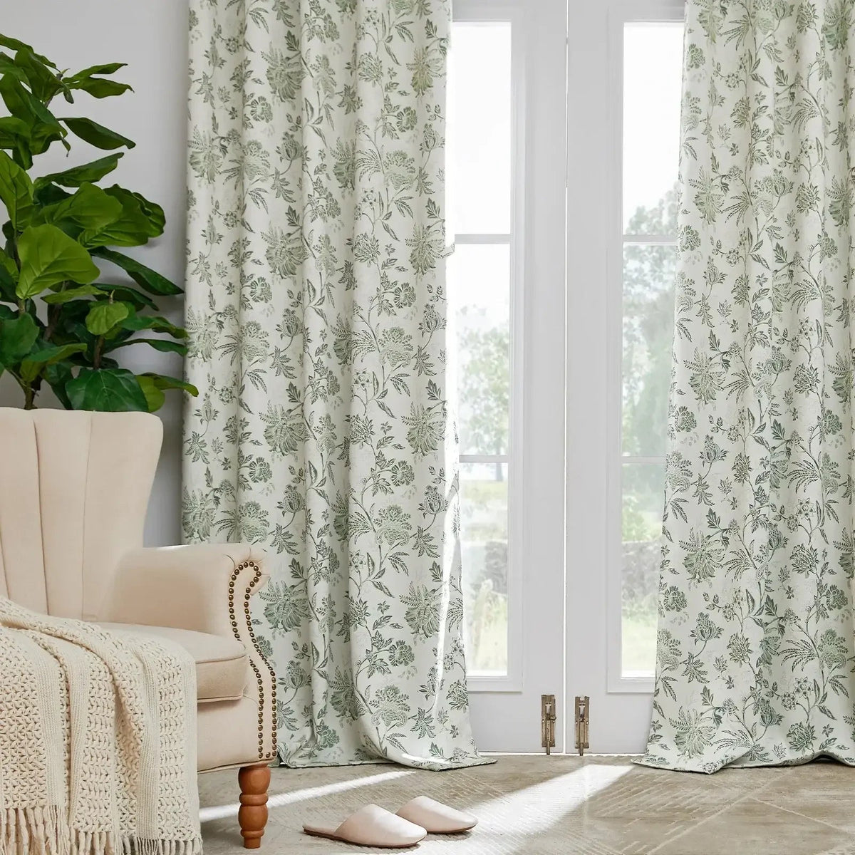 Window Curtain, Botanical Vine Brushstroke Curtains (2 Panels) for Bedrooms, Living Rooms and Home Privacy, 8 Sizes and 5 Colors image 10