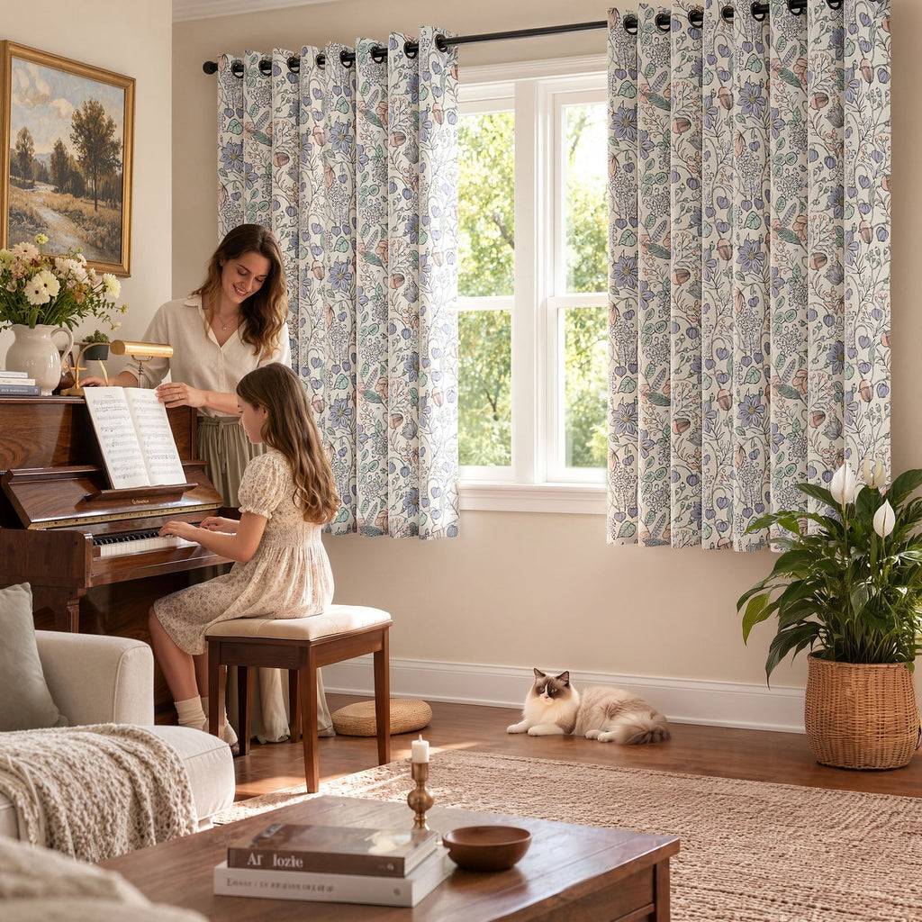 Window Curtain, Botanical Sketch Floral Curtains (2 Panels), Lightweight Design for Windows, Room Styling and Everyday Privacy image 10