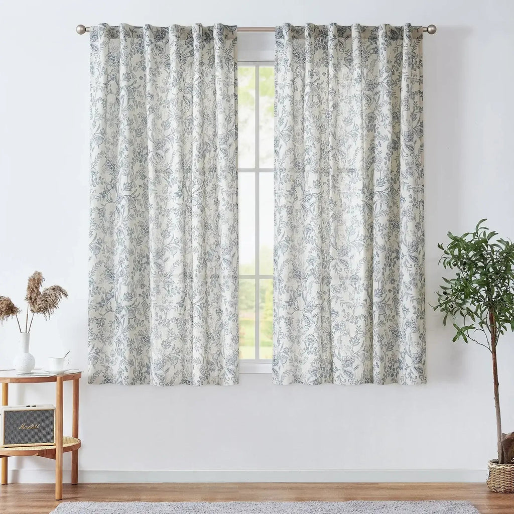 Window Curtain, Ethereal Botanical Linen Curtains (2 Panels), Lightweight Design for Windows, Room Styling and Everyday Privacy image 10