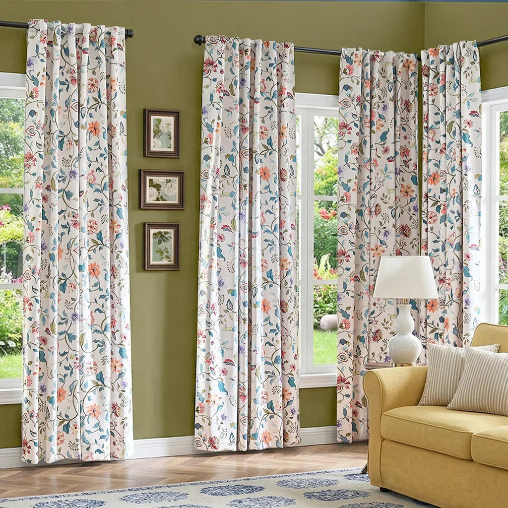 Window Curtain, Hattie Floral Blackout Curtains (2 Panels) for Bedrooms, Living Rooms and Home Privacy, 3 Sizes and 2 Colors image 10