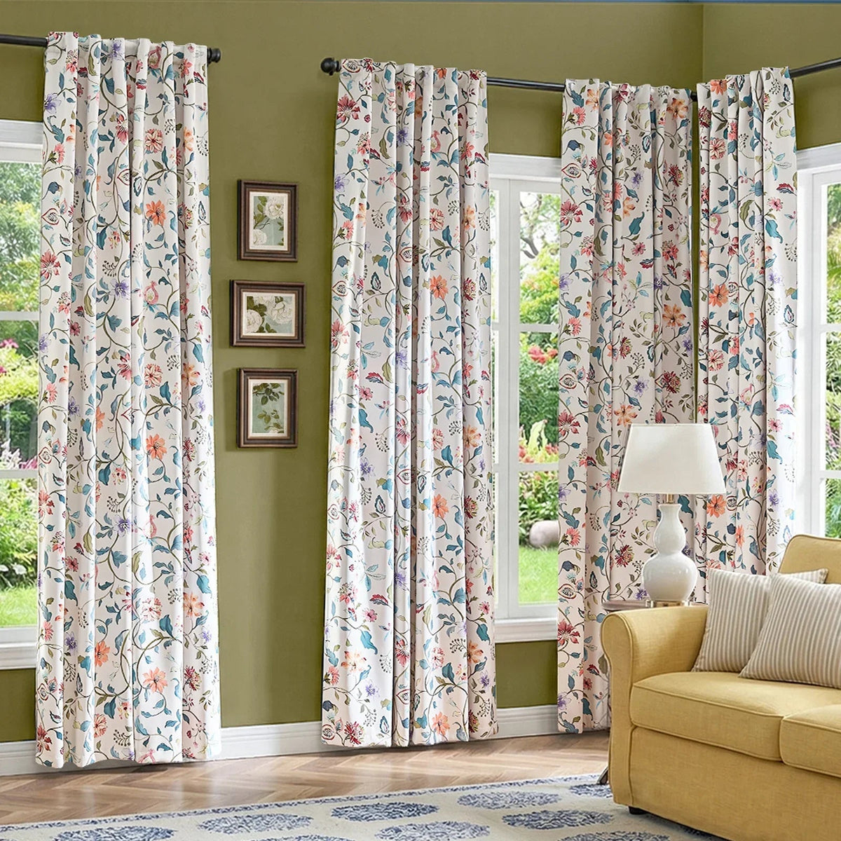 Window Curtain, Hattie Floral Blackout Curtains (2 Panels) for Bedrooms, Living Rooms and Home Privacy, 3 Sizes and 2 Colors image 10
