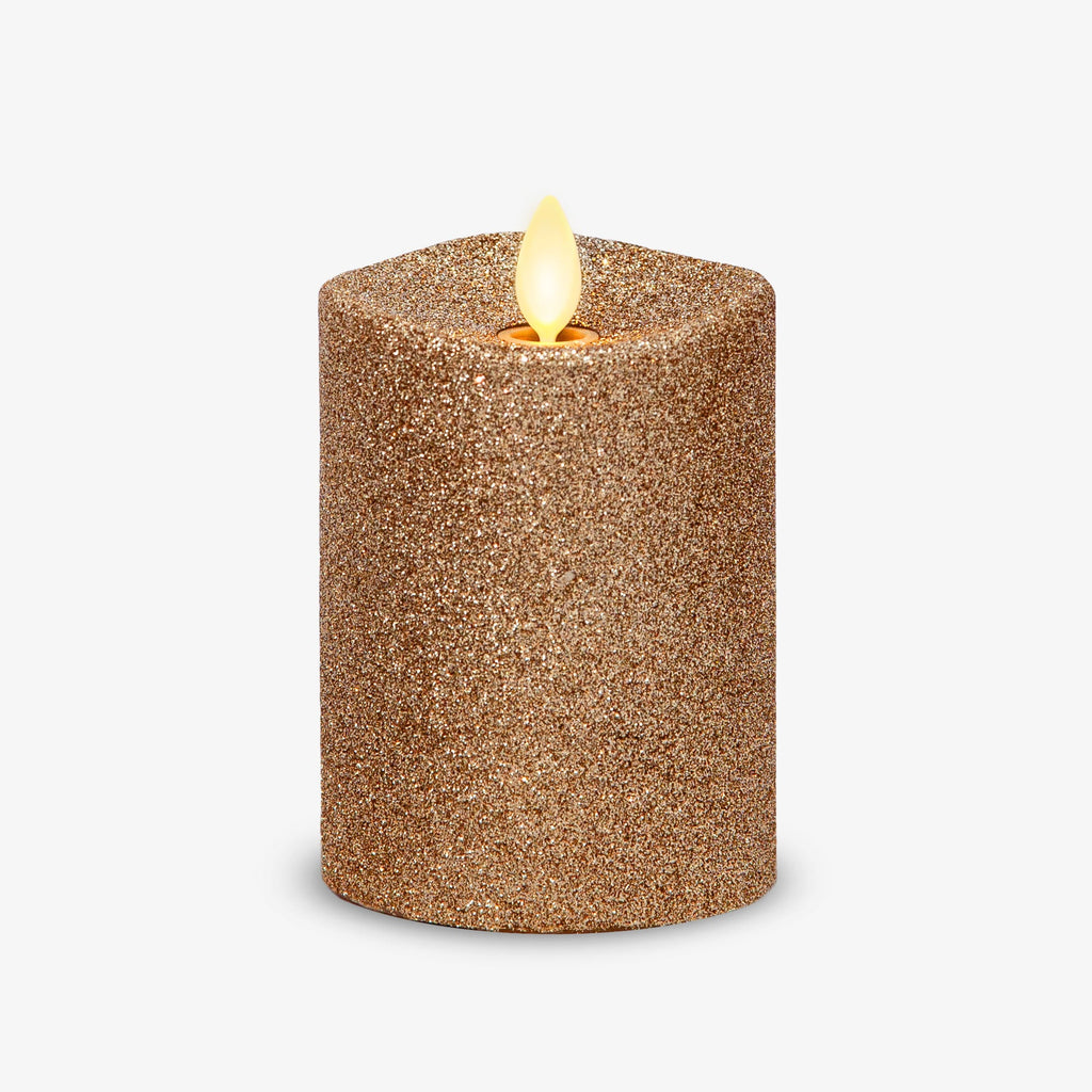 Flameless Candle, Gold Glitter Pillar for Bedrooms, Living Rooms and Everyday Candlelight Ambience, 2 Size Options image 10
