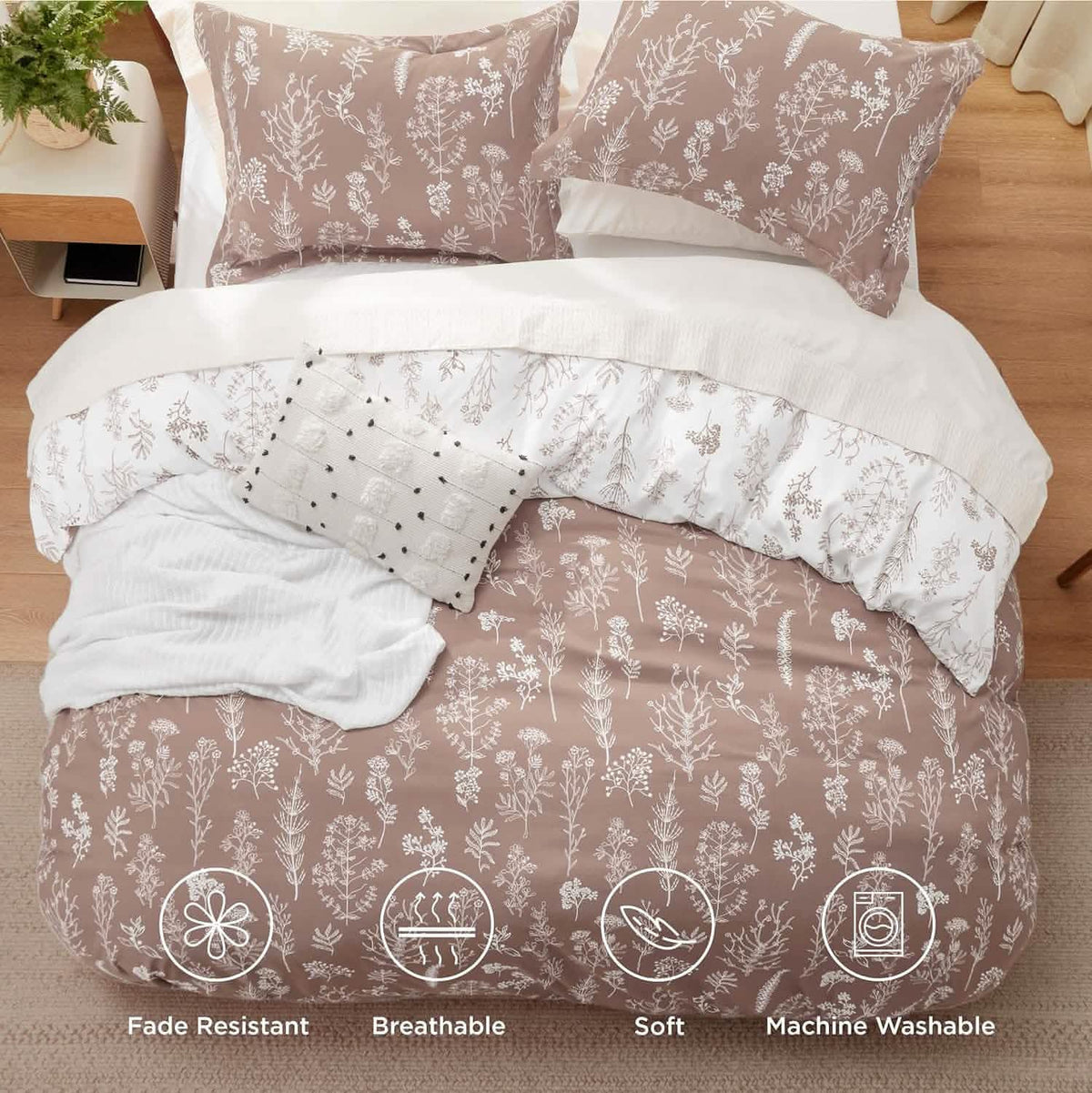 Duvet Cover Set, Reversible Floral Print, Breathable Construction for Bedroom Bedding Refresh and Everyday Comfort, 4 Sizes and 13 Colors image 10