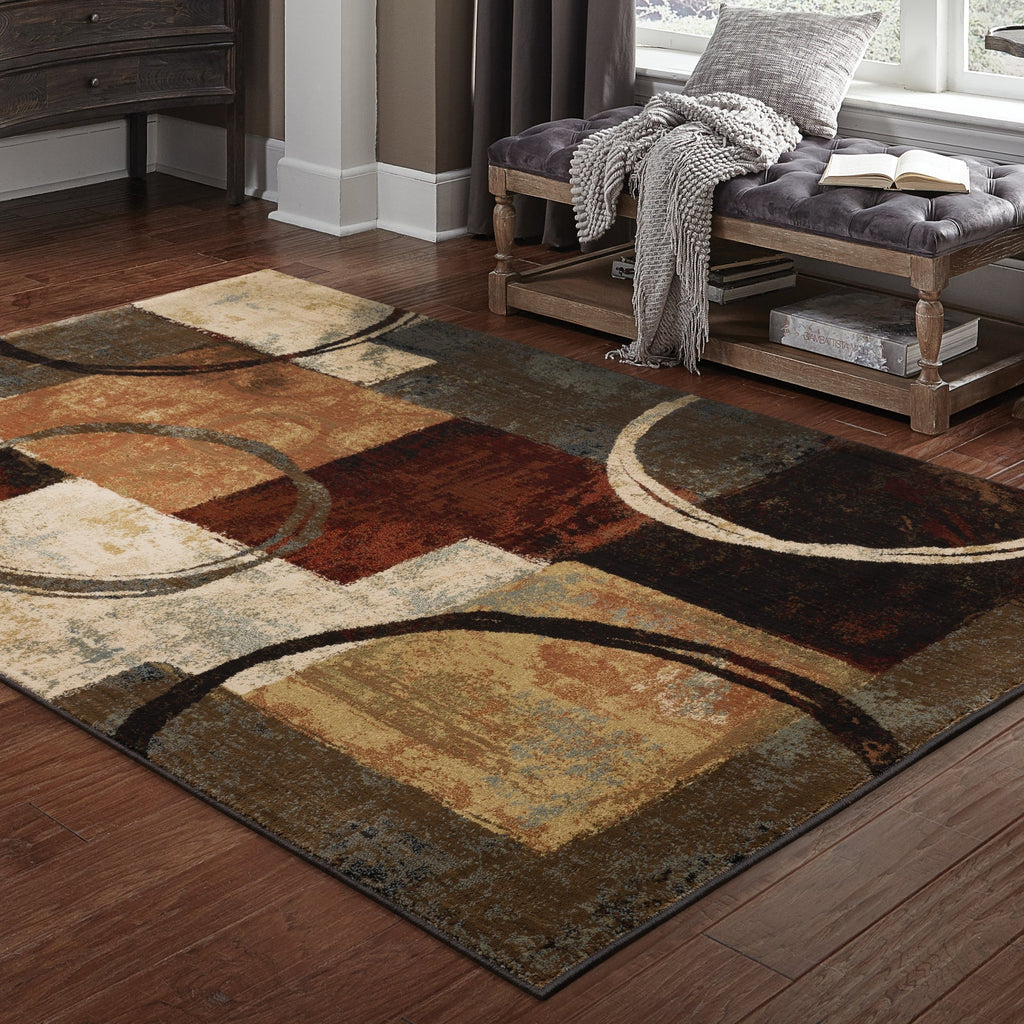 Area Rug, Hudson 2544B Brown Black for Living Rooms, Bedrooms and Entryways, 9 Size Options image 10