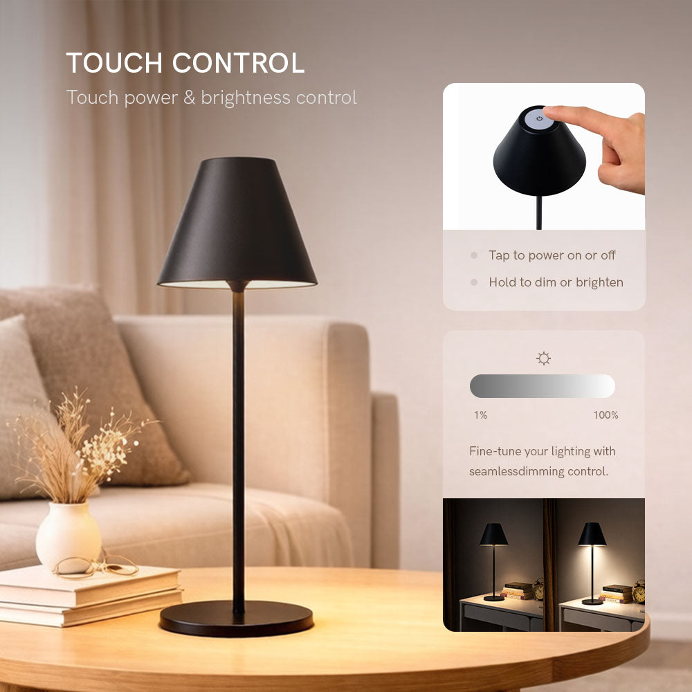Portable Table Lamp, Rechargeable LED Black for Bedrooms, Living Rooms and Reading Corners, 3 Color Options image 10