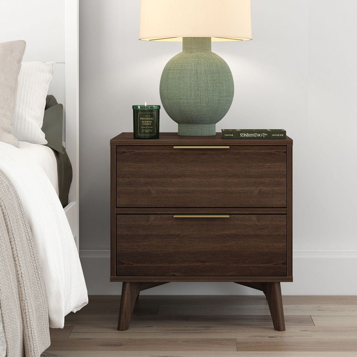 Nightstand, Haven 2 Drawer for Bedrooms, Bedside Essentials and Everyday Storage, 4 Color Options image 10